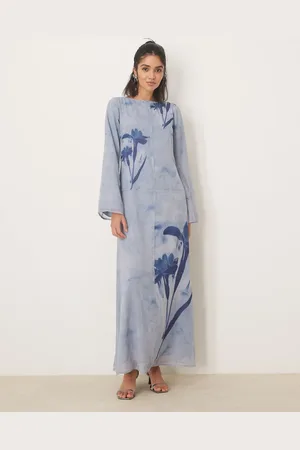 ASOS Placement print raw seam detail maxi dress