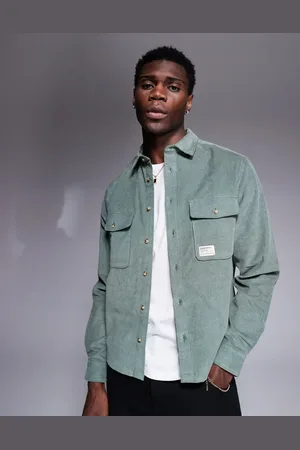 ASOS Cord boxy overshirt with badge in