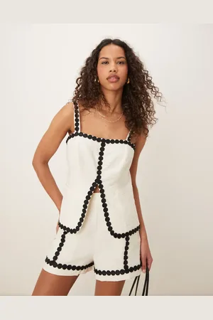 ASOS Tailored square neck top with rik rak trim co-ord in