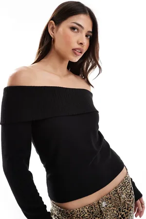 Pieces® Fine knit off shoulder jumper in