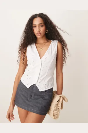 ASOS Broderie button down waistcoat in