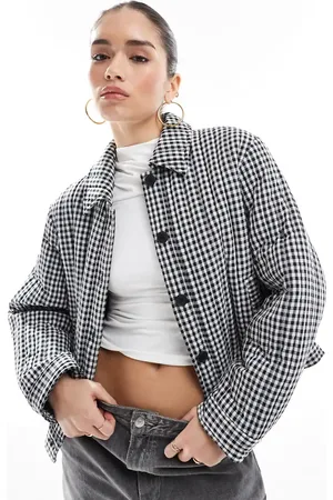 ASOS Washed quilted shacket in gingham