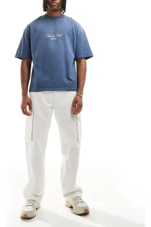 Bershka Straight cargo trouser in ecru