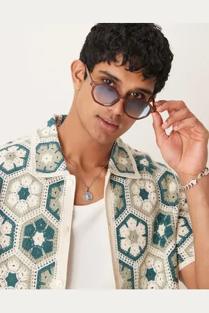 ASOS Round sunglasses with frame and blue lens
