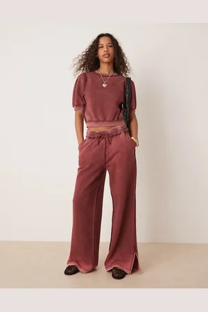 ASOS Exposed seam jogger co-ord in washed burgundy