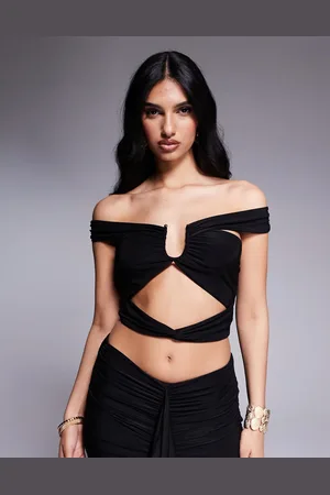 Missyempire Slinky bardot cutout crop top co-ord in