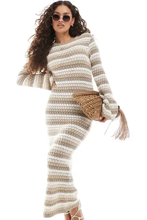 VERO MODA Premium knitted maxi dress in stripe