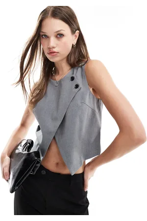 VERO MODA Tailored high neck cross front waistcoat in medium