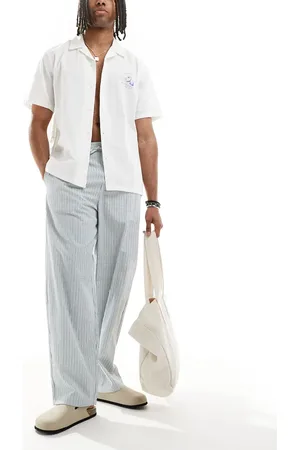 Bershka Striped wide leg trouser in