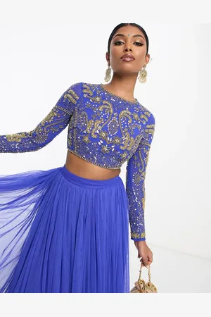 ASOS Crystal placement lehenga crop top in