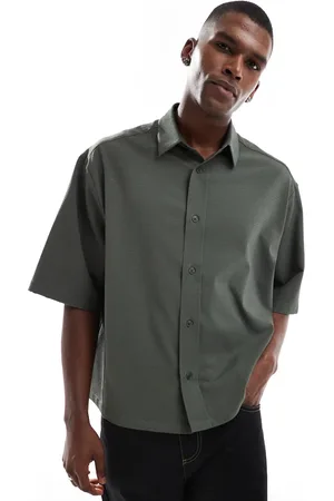 ASOS Oversized seersucker shirt in khaki