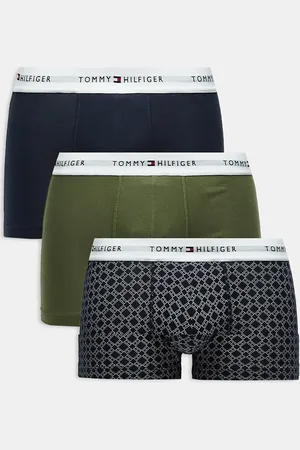 Tommy Hilfiger 3 pack trunks in navy, khaki and geo print