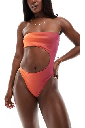 Murci Exclusive cut out bandeau swimsuit co-ord in ombre