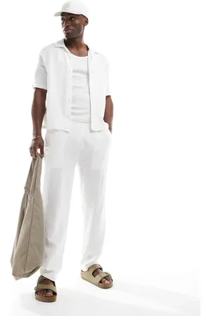 Bershka Textured pull on co-ord trousers in