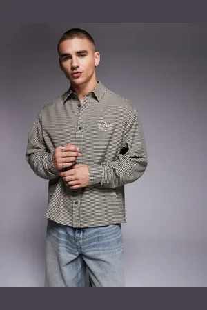 ASOS Boxy oversized check shirt with chest embroidery in