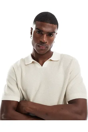JACK & JONES Premium split neck collar in cream texture