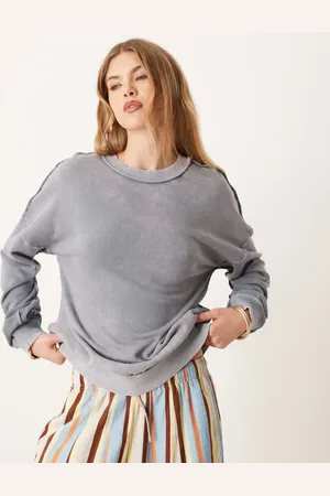 ASOS Exposed seam brushback twist back sweat in washed