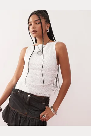 Reclaimed Ruched side tank in lace