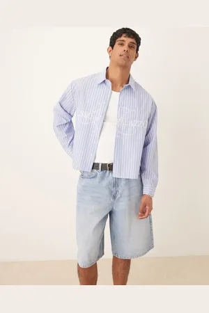 ASOS Boxy oversized striped shirt with embroidery in