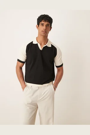 ASOS Relaxed fit premium knitted polo in and white