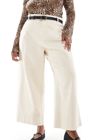 ASOS Curve cropped wide leg trousers in sand