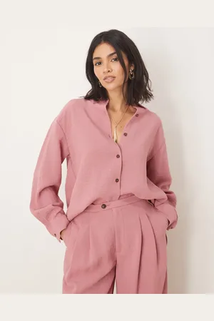 ASOS Long sleeve shirt with open back co-ord in dusty