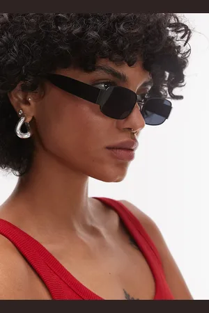 Topshop Crete rectangle metal sunglasses in
