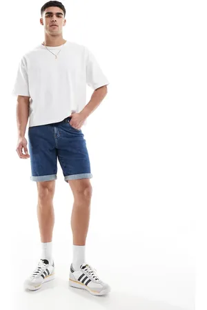 ASOS Slim stretch denim shorts in mid wash