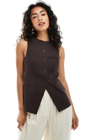 ASOS High neck waistcoat in twill