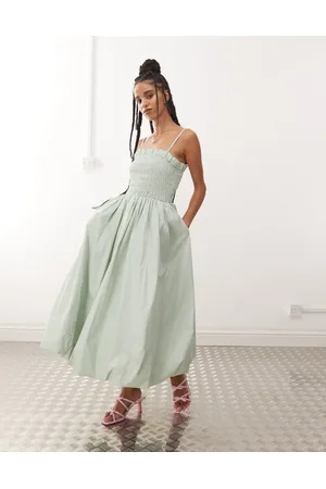 Amy Lynn Polly shirred midi dress in mint