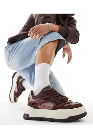 ASOS Chunky trainers in brown mix with rope detail