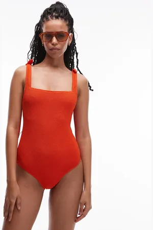 & OTHER STORIES Textured swimsuit with knot detail in deep