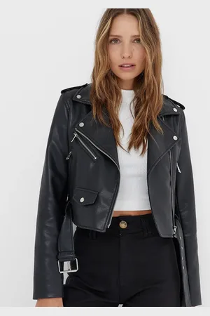 Stradivarius Faux leather biker jacket in