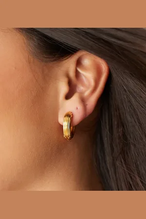 Accessorize Z chunky ridge hoops in plated