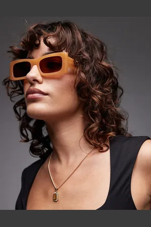 Topshop Premium Zanzibar rectangular acetate sunglasses in caramel