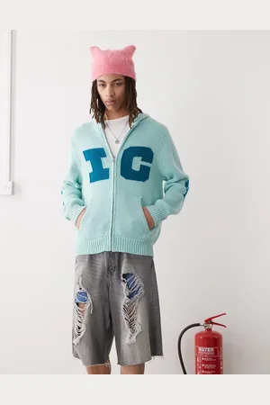 ICECREAM Running dog back print knitted zip through hoodie in light