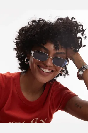 Topshop Crete rectangle metal sunglasses in matte