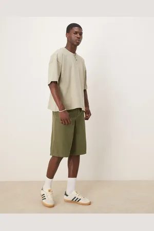 ASOS Wide longline herringbone shorts in