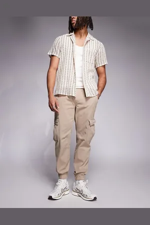 Bershka Cuffed cargo in stone