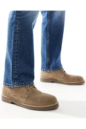 ASOS Lace up desert boots in stone suede with natural sole