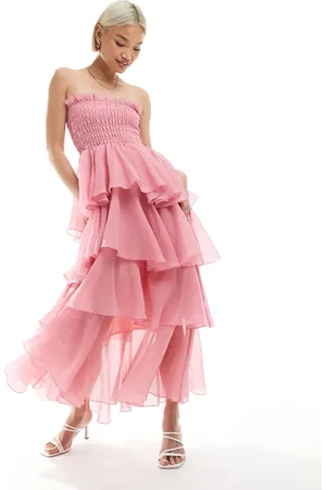 VERO MODA Shirred bodice tiered ruffle hem maxi dress in