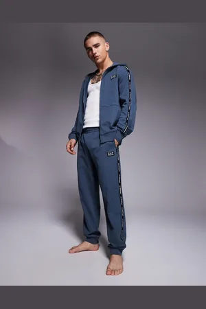 EA7 Armani cuffed joggers co-ord with logo tape detail in dark