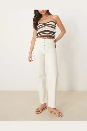 ASOS Straight leg jeans with button front in ecru