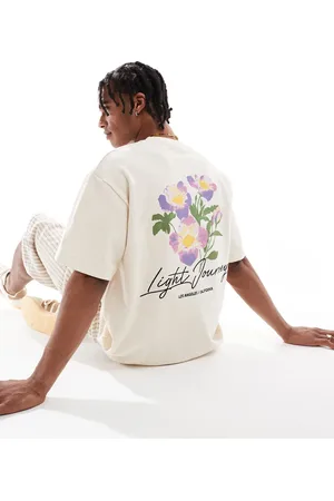 Pull&Bear Floral back graphic t-shirt in