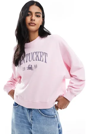 Hollister Crewneck front graphic sweatshirt in dusty