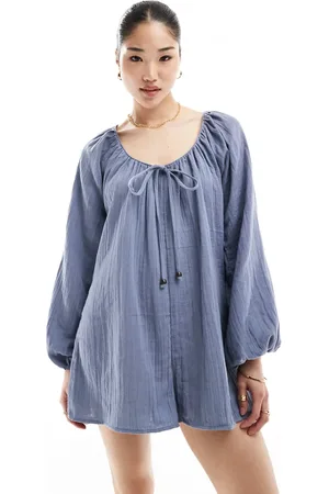 ASOS Long sleeve romper playsuit with bead detailing in