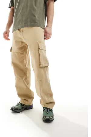 Bershka Straight cargo trouser in stone