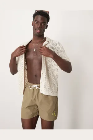 Calvin Klein Drawstring logo swim shorts in olive