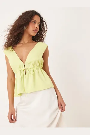 Abercrombie & Fitch Open tie front top in lime