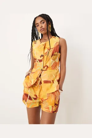 Never Fully Dressed Tailored waistcoat co-ord in abstract print